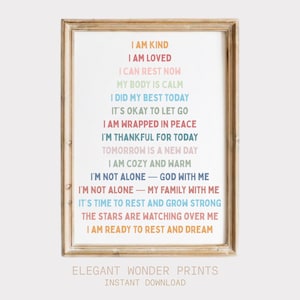 Kids Sleep Bedtime Poster, Bible Verse Nighttime Wall Art, Read & Relax Printable, Kids Mindful Sleep Affirmations for Calm Christian Nights