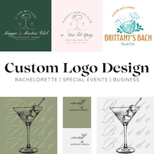 Custom Bachelorette Logo Design Martini & Cocktail Themed - Personalized Digital Illustration for Shirts, Cups, and More! Revisions Included