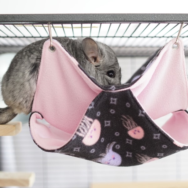 Double Hammock (Anti-pill Fleece Reversible Seamless) for Chinchilla, Guinea Pig and Rats (Customisable)