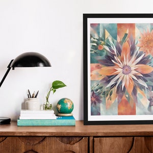 Floral wall art, Abstract wall art, Birthflower Wall art, Wall art for living room and bedroom, wooden framed wall art, Size: 1620 inches image 4