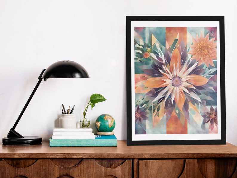 Floral wall art, Abstract wall art, Birthflower Wall art, Wall art for living room and bedroom, wooden framed wall art, Size: 1620 inches image 4