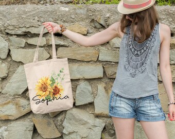 Borsa da spiaggia personalizzata, Borsa con nome personalizzata, Borsa da spiaggia con grafica vivace, Borsa in tela di cotone 100%, Accessori per avventure al mare