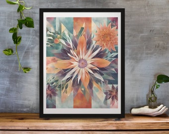 Floral wall art, Abstract wall art, Birthflower Wall art, Wall art for living room and bedroom, Printable wall art, Digital wall art