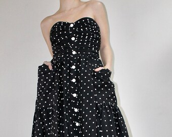 Victor Costa 1980s Fit & Flare Polka Dot dress