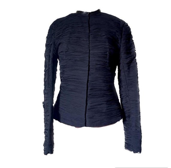 Alexander Mcqueen Vintage 2000s Black Silk Ruched Jacket With  