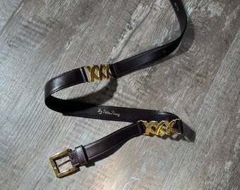 vintage Ceinture en cuir marron Paloma Picasso avec « X » baisers dorés