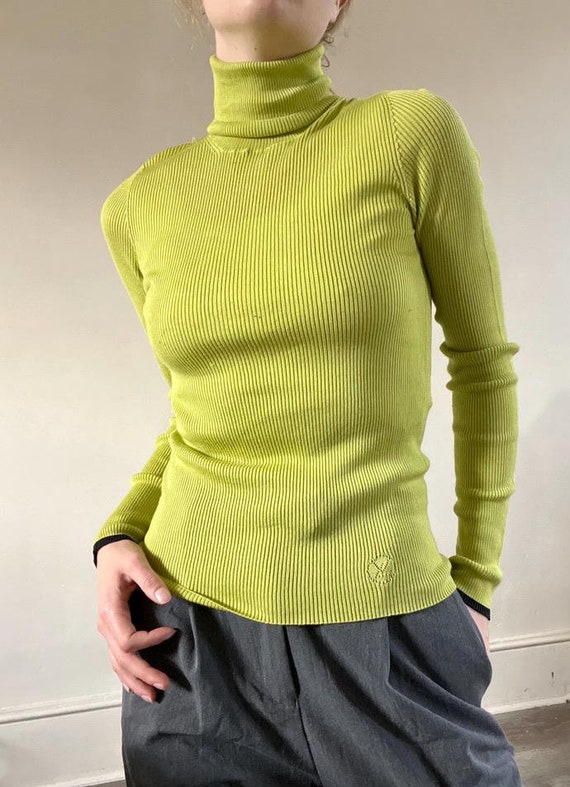 Louis Vuitton, Louis Vuitton Chartreuse Roll Neck Jumper with Logo