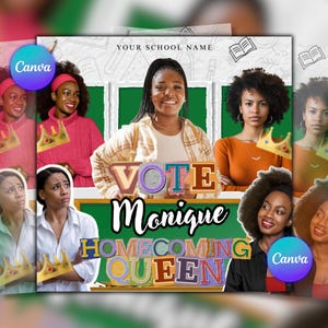 Homecoming Flyer Template | Editable HOCO Campaign Poster | Vote Queen Canva Flyer | Prom Design