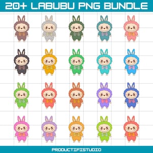 Labubu Monster Cartoon PNG Bundle: Stickers, T-Shirts, Sublimation (Digital Download