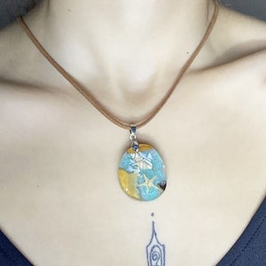 Handcrafted Epoxy Resin Ocean Necklace - Unique Sea-Themed Jewelry Gift