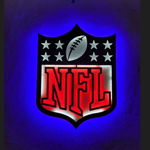National Football League, NFL, Metallschild, Super Bowl-LED-Schild, Lichtschild, Wanddekor, Mancave-Dekor, Bürodekor, Wandkunst, Garagendekor,