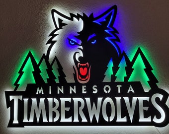 Minnesota Timberwolves, led sign, Metal sign, LED Metal Wall Art, Wall Decor, Minnesota Timberwolves Garage Decor, Mancave decor