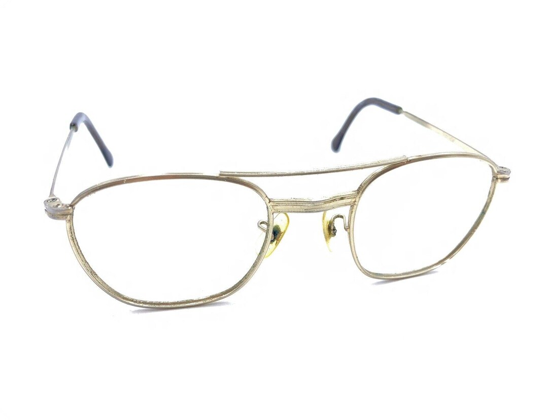 American Optical AO Vintage Gold Square Eyeglasses Frames 145 USA Men ...