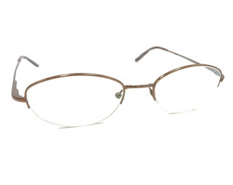 Saki MOD 508 COL.BWN Brown Metal Oval Half Rim Eyeglasses Frames 50-19 140 Japan