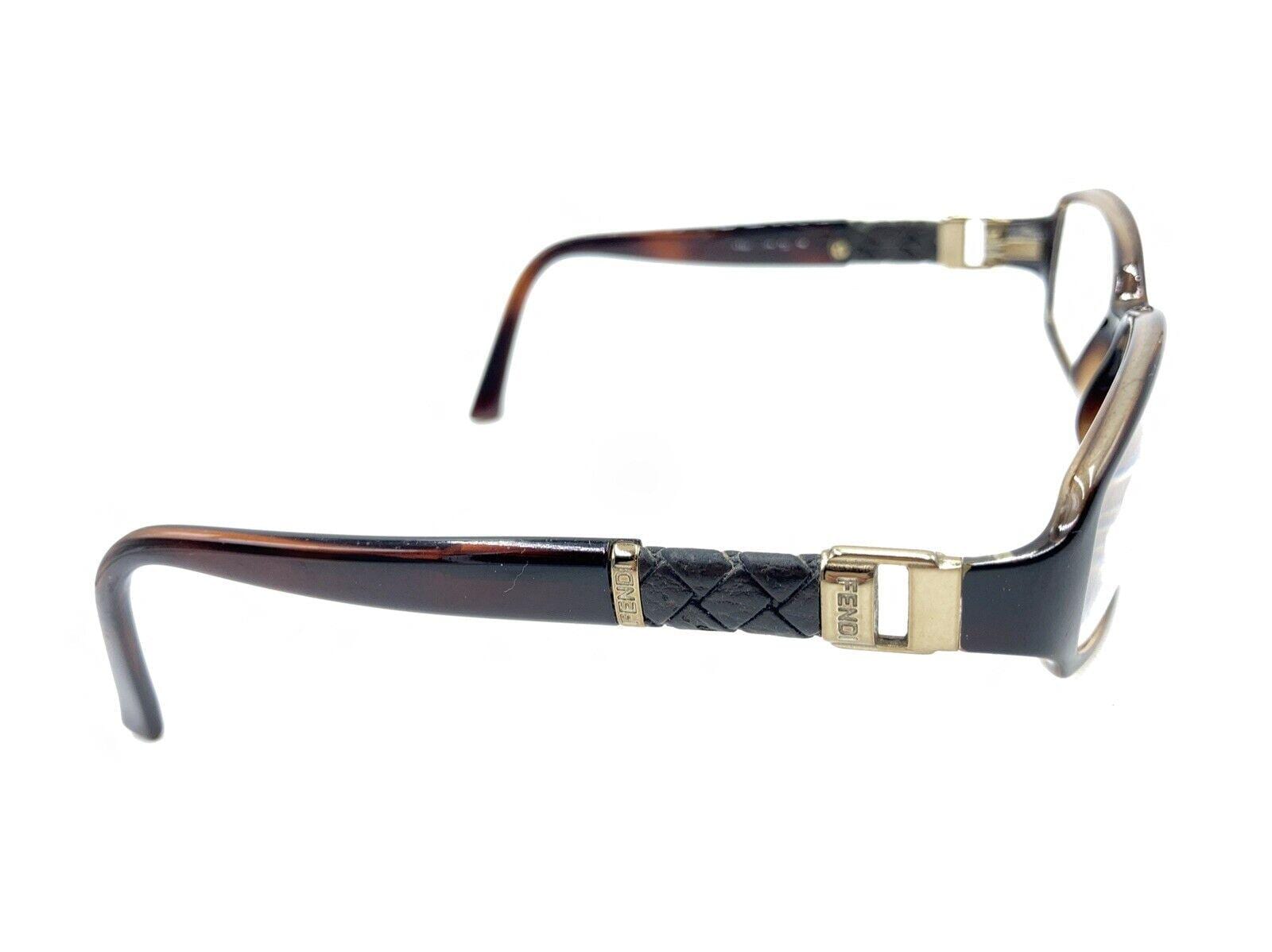 Fendi Cold Insert Brown Tortoise Rectangle Eyeglasses Frames  display picture 1