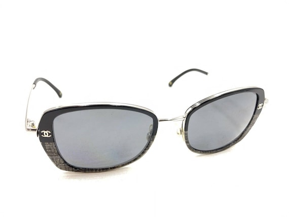 Chanel Oversized Black & White Square Logo Sunglasses