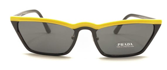 Prada NEW SPR 19U W19-5S0 Black Yellow Cat Eye Sunglasses