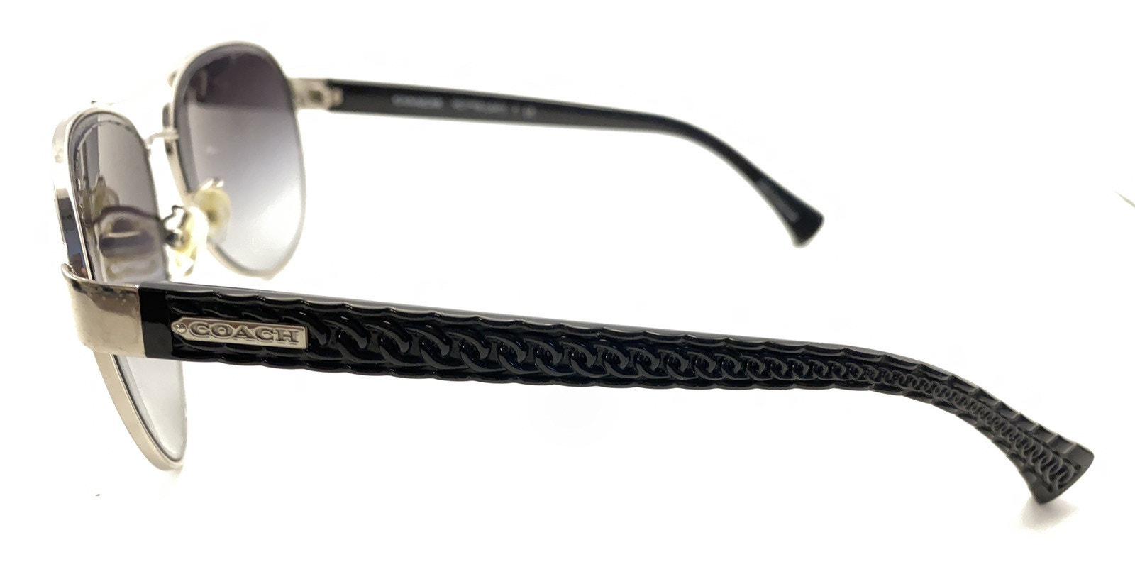 Coach HC 7055 L947 Silver Black Aviator Metal Sunglasses 