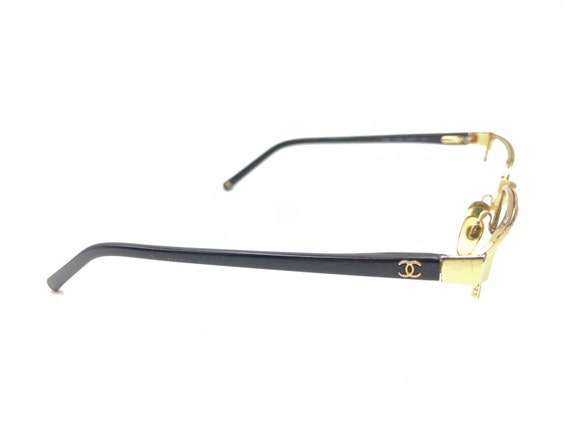 Chanel 2099 323 Gold Black Half Rim Eyeglasses Fr… - image 4