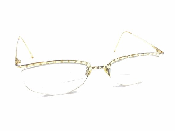 Chanel Vintage 2018 125 Gold Half Rim Eyeglasses Frames 53-19 