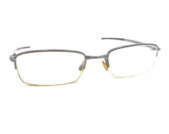 Oakley Gunmetal Gray Black Metal Half Rim Eyeglasses Frames 52-19 140 Designer