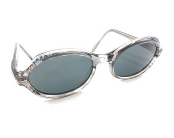 Swank Vintage Raquel Gray Oval Sunglasses Gray Lens 130 France Designer Women