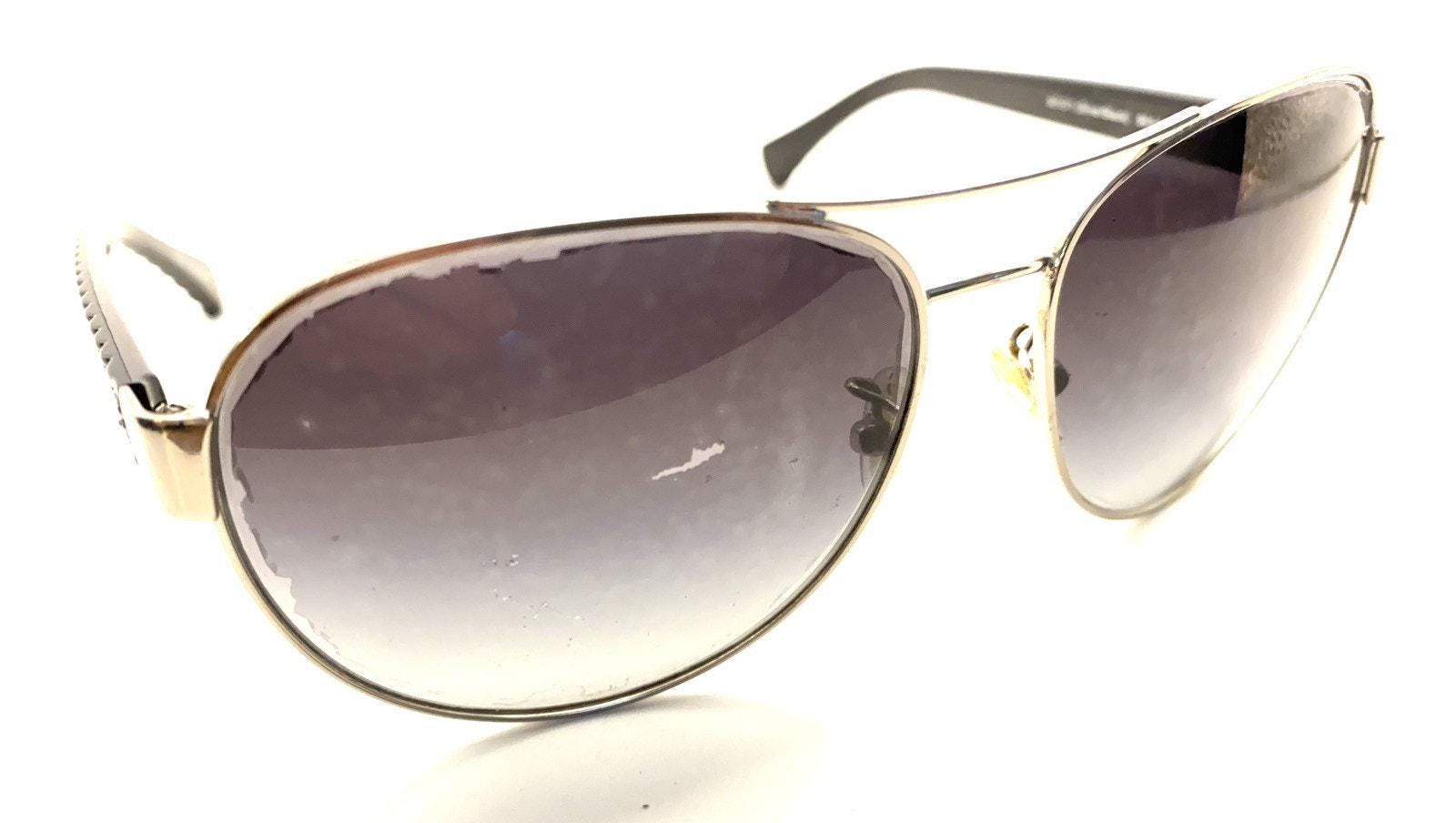 Coach HC7055 sunglasses Coach HC 7055 L947 Silver Black Aviator Metal Sunglasses  main image 4