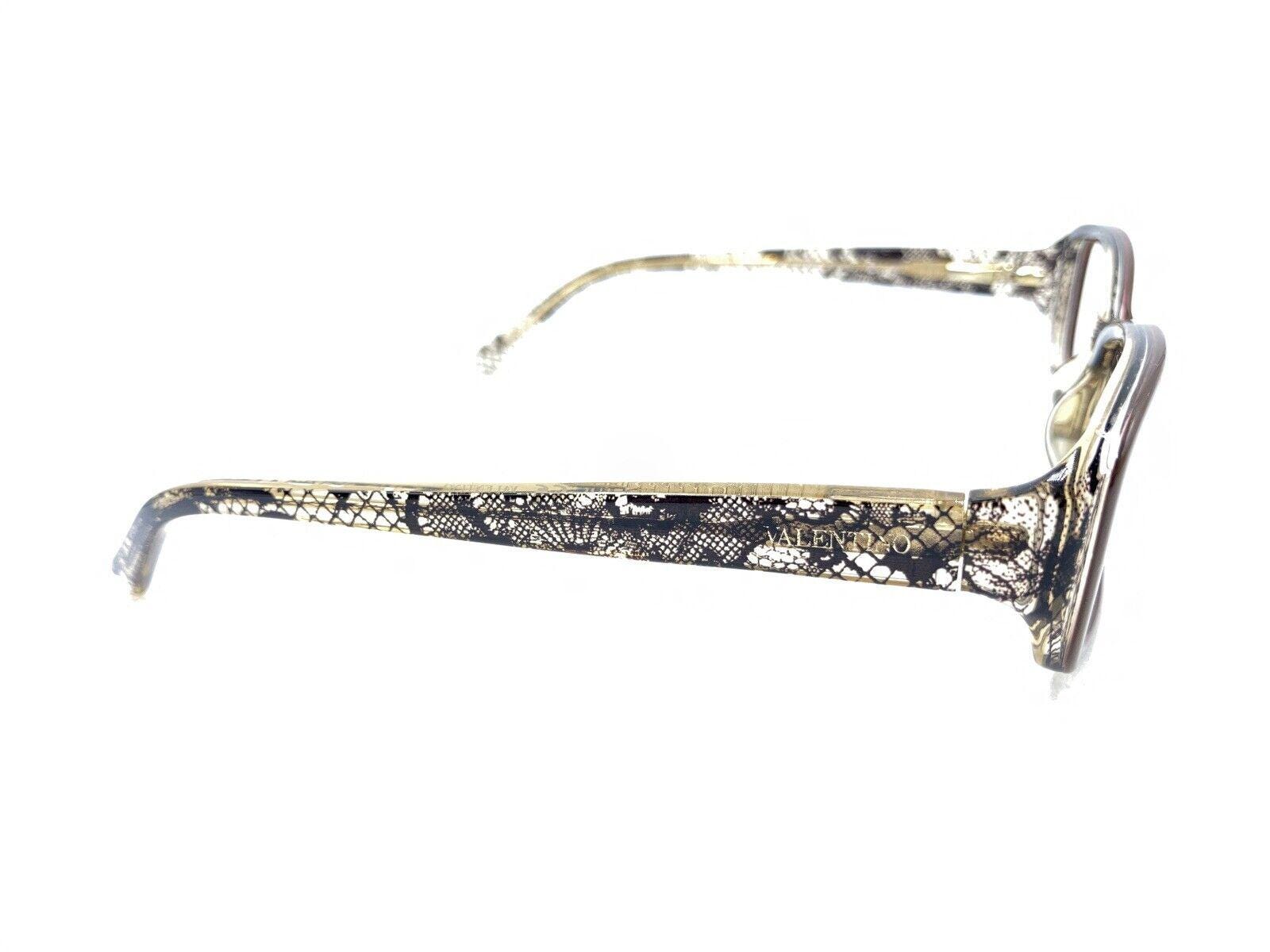 Valentino V2605 905 Brown Black Clear Lace Eyeglasses Frames 