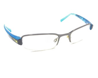 Nike 8074 089 Gunmetal Argent Bleu Demi-Jante Lunettes Cadres 48-18 135 Designer