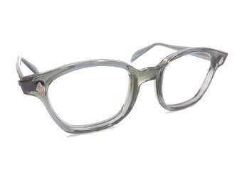 American Optical Vintage Retro Tart Style Smoke Gray Square Eyeglasses Frames