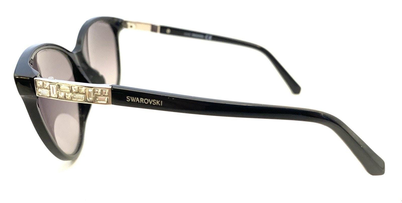 Authentic Swarovski Cat Eye Sunglasses Women SW123-H 01B 58 Black frame Swarovski SW 123-H 01B Black Oversized Sunglasses Black Lens  main image 2