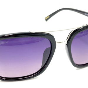 UV-Bans UB 7040 Black Silver Sunglasses Purple Gradient Lens 56-19 141 USA