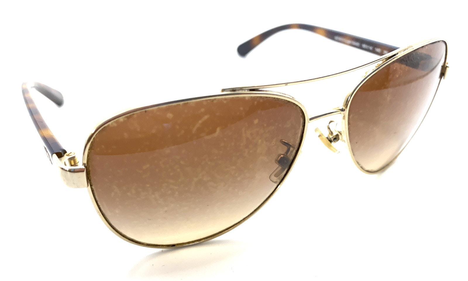 Coach HC 7077 L1015 Gold Brown Aviator Metal Sunglasses  display picture 3