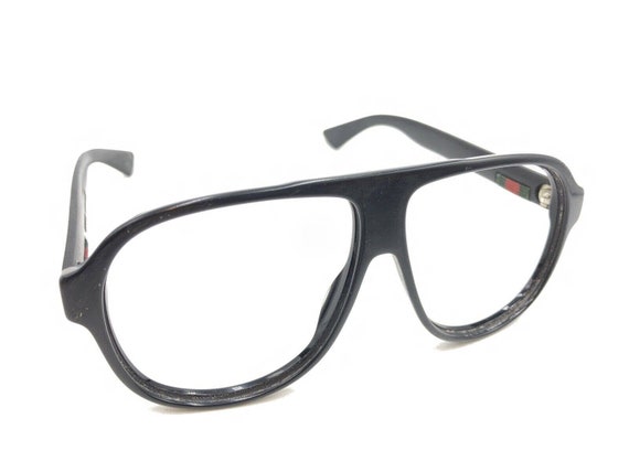 Gucci Matte Black Oversize Aviator Sunglasses Fra… - image 1