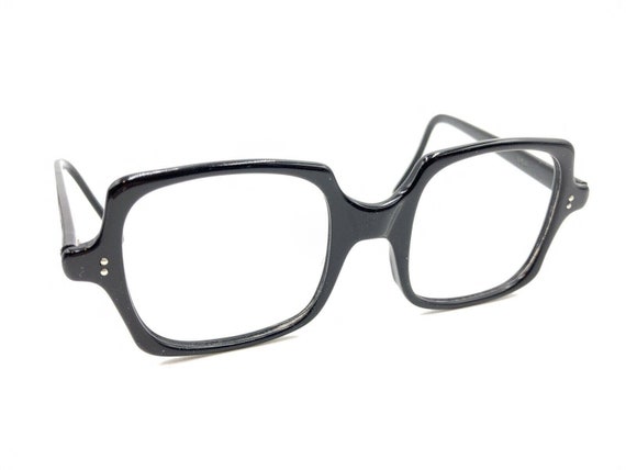 Vintage Black Square Eyeglasses Frames 135 USA De… - image 1