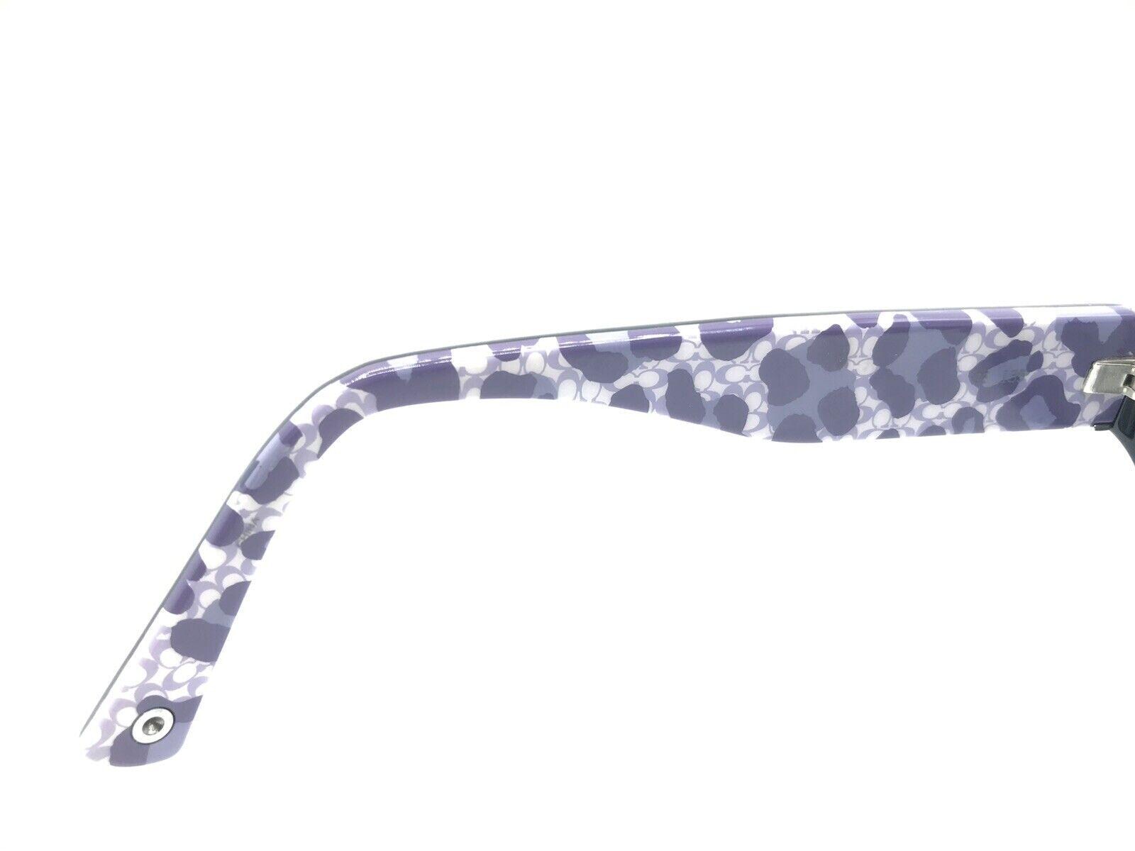 Coach Sadie S607 Brown Rectangle Sunglasses w/Case animal print inside Coach Sadie S607 Black Purple Rectangular Sunglasses Frames  main image 2