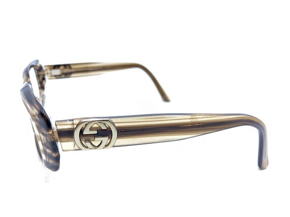 Gucci Striped Translucent Brown Rectangle Sunglas… - image 7