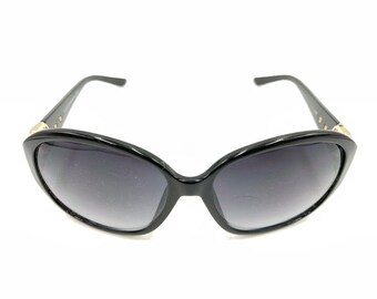 Gucci GG 3113/F/S D28JJ Black Gold Oversize Sunglasses Gray Lens