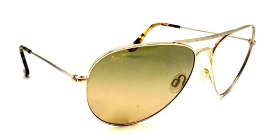Maui Jim Mavericks MJ-264-16 Brown Gold Rim Aviator  display picture 3