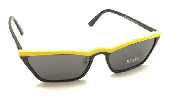 Prada NEW SPR 19U W19-5S0 Black Yellow Cat Eye Sunglasses