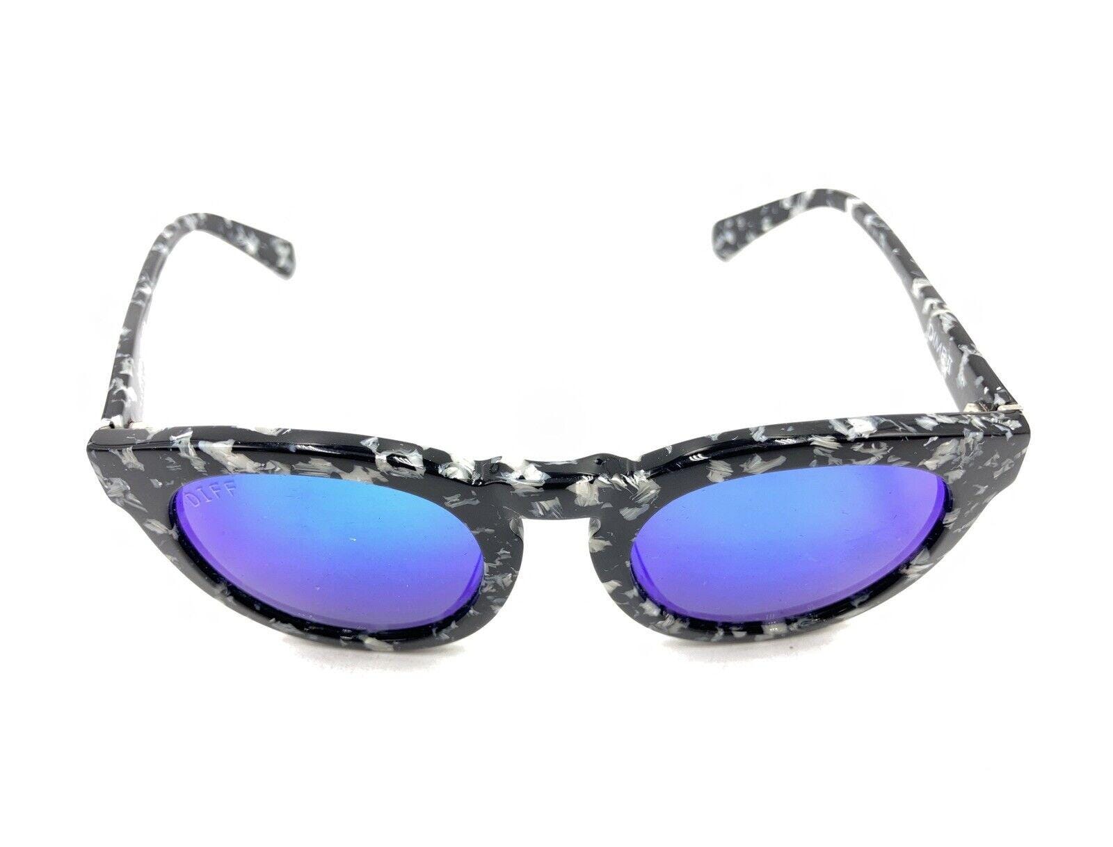 DIFF DIME II Black and White Sunglasses with Purple Lenses Diff Eyewear Dime II Black White Round Horn Sunglasses  main image 2