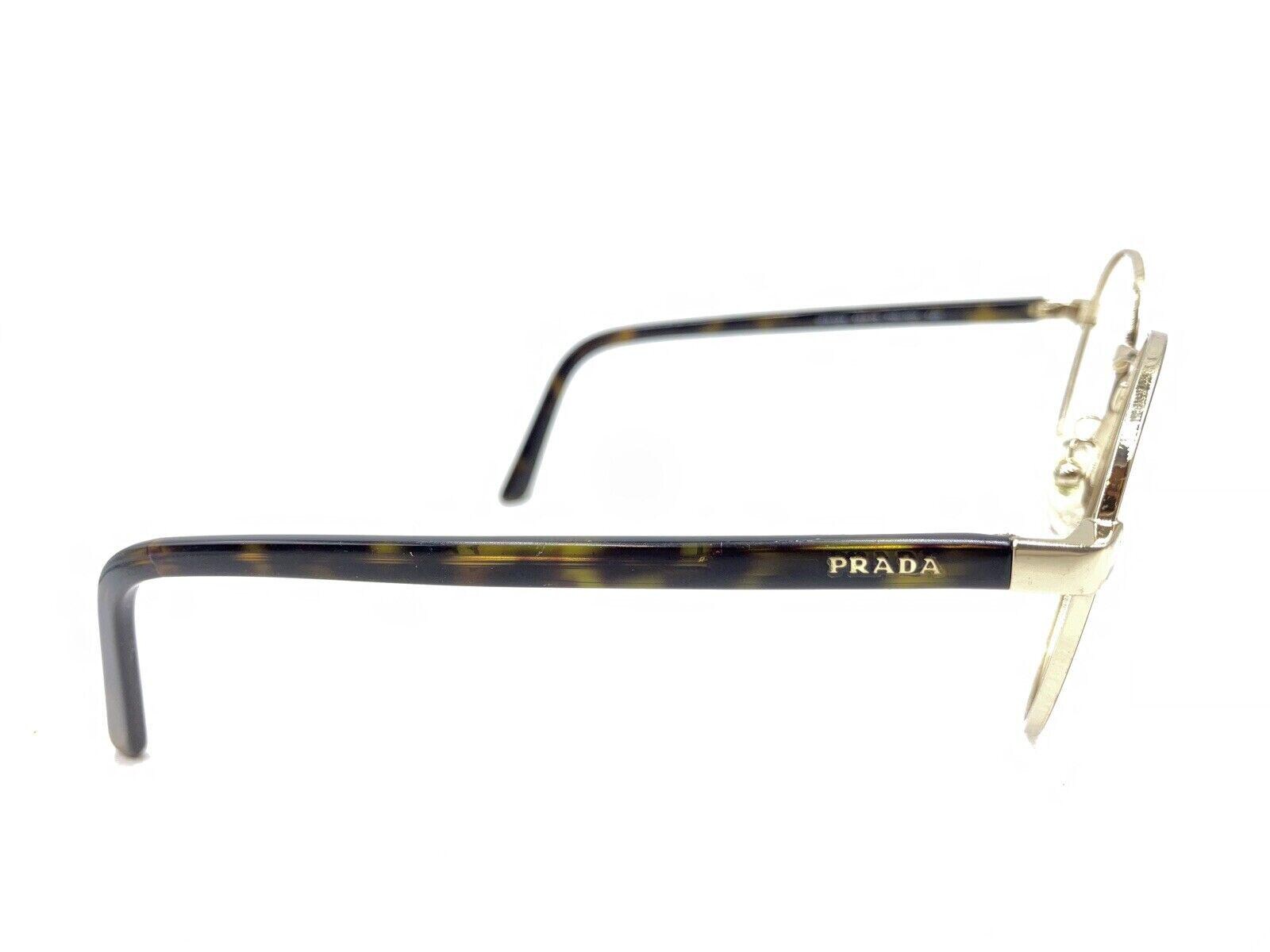 Prada VPR52X ZVN-1O1 Gold Tortoise Brown Round Eyeglasses