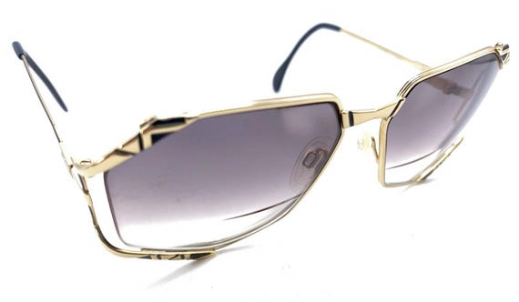 Lunettes De Soleil Vintage Cazal Modèle 967 Col.302 Or & Noir - État Neuf Old Stock