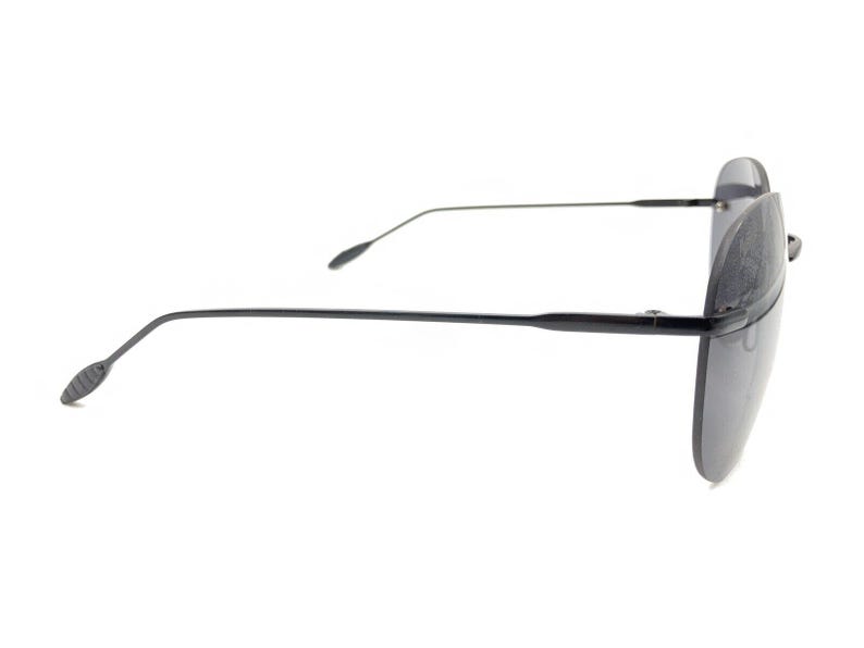 Óculos de sol grandes sem aro Maui Jim Black Metal, lentes cinza, designer masculino e feminino imagem 4