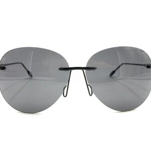 Óculos de sol grandes sem aro Maui Jim Black Metal, lentes cinza, designer masculino e feminino imagem 6