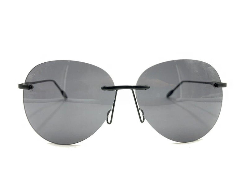 Óculos de sol grandes sem aro Maui Jim Black Metal, lentes cinza, designer masculino e feminino imagem 6