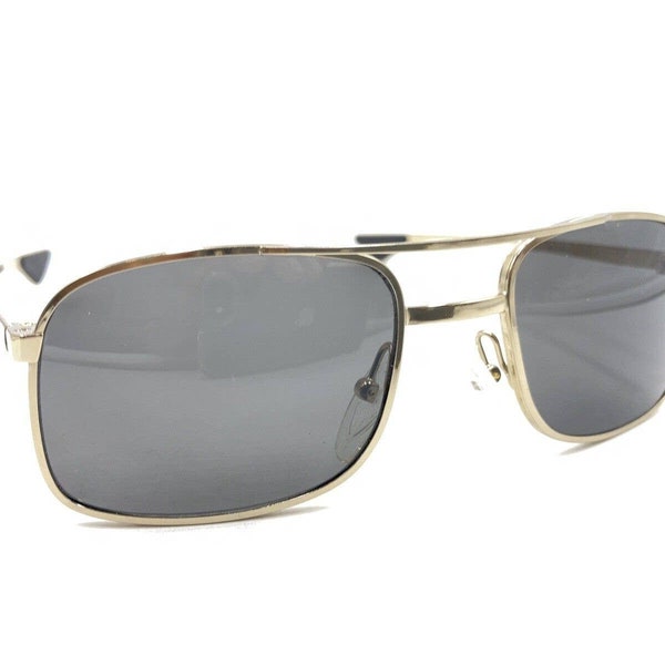 ArtCraft Gold Rectangle Sunglasses Gray Lens 52-18 140 USA Designer Men Women