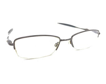 Oakley Pewter Metal Half Rim Eyeglasses Frames 53-18 142 Designer Men Women