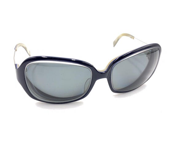 Kate Spade Rae/s 0FW7 Navy Blue Ivory Square Sunglasses  display picture 3