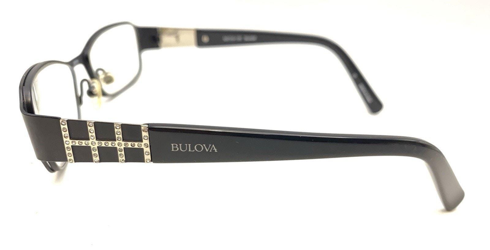 Bulova Boracay Black Silver Rectangle Eyeglasses Frames 52 